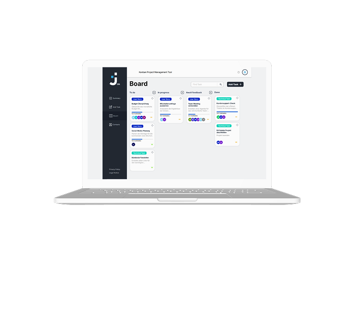 Task-Management Webanwendung Join – Dashboard mit Drag-and-Drop